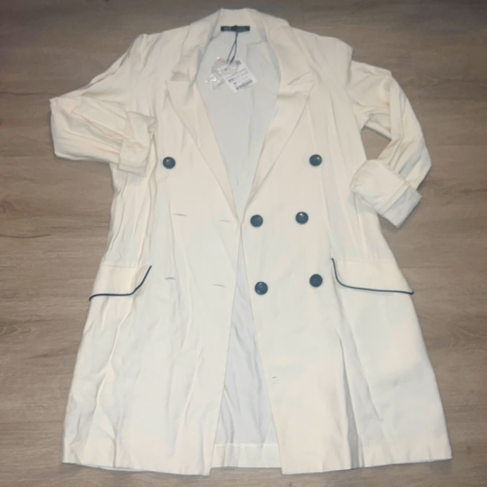NWT ivory double breasted lightweight ZARA trench coat/blazer combo